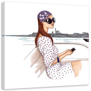 Obraz na plátně Žena na lodi - Gisele Oliveira Fraga Baretta Rozměry: 30 x 30 cm