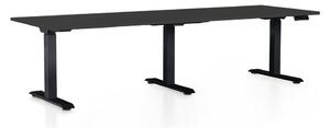 Výškově nastavitelný stůl OfficeTech Long, 240 x 80 cm, černá podnož, černá
