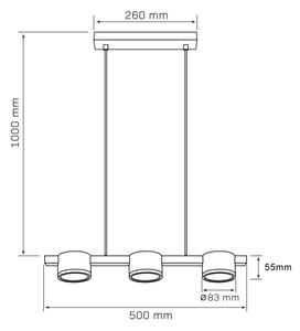 LED Lustr na lanku MIRELLA 3xGX53/6W/230V zlatá/černá
