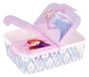 Multibox na svačinu Ledové království - Frozen se 3 přihrádkami a obrázky princezen Anny, Elsy a sněhuláka Olafa