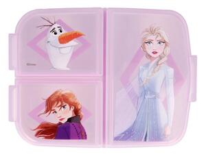 Multibox na svačinu Ledové království - Frozen se 3 přihrádkami a obrázky princezen Anny, Elsy a sněhuláka Olafa