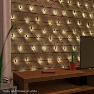 Světelná síť 100 LED teplá bílá 1,5 x 1,5 m na baterie zelený kabel časovač