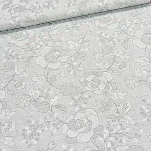 Směsové plátno 403003 LOTA GREY 91, šedé květy, š.140cm (látka v metráži)