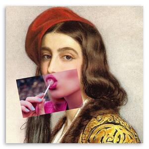 Obraz na plátně Tvář ženy lízátko - Bekir Ceylan Rozměry: 30 x 30 cm
