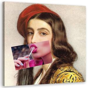 Obraz na plátně Tvář ženy lízátko - Bekir Ceylan Rozměry: 30 x 30 cm