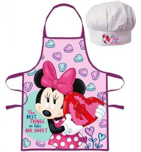 Dívčí zástěra s kuchařskou čepicí Minnie Mouse s bonboniérou