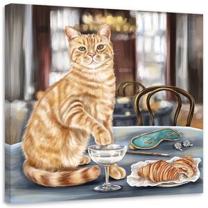 Obraz na plátně Zrzavá kočka na vynikajícím večírku - Svetlana Gracheva Rozměry: 30 x 30 cm
