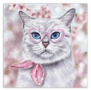 Obraz na plátně Kočičí svět přes růžové brýle - Svetlana Gracheva Rozměry: 30 x 30 cm