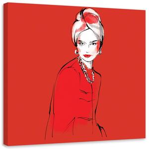 Obraz na plátně Portrét červené ženy - Irina Sadykova Rozměry: 30 x 30 cm