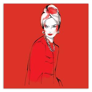 Obraz na plátně Portrét červené ženy - Irina Sadykova Rozměry: 30 x 30 cm
