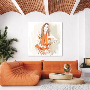 Obraz na plátně Žena Oranžová móda - Irina Sadykova Rozměry: 30 x 30 cm