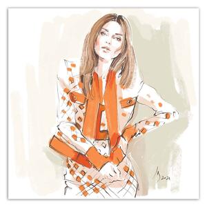 Obraz na plátně Žena Oranžová móda - Irina Sadykova Rozměry: 30 x 30 cm