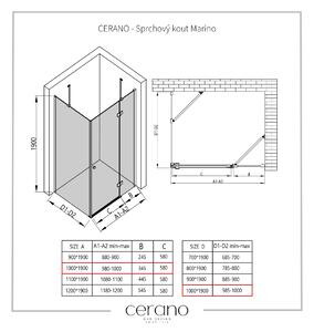 CERANO - Sprchový kout Marino L/P - černá matná, transparentní sklo - 100x100 cm - křídlový