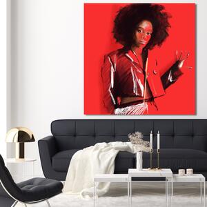 Obraz na plátně Versace Portrét Červená móda ženy - Irina Sadykova Rozměry: 30 x 30 cm