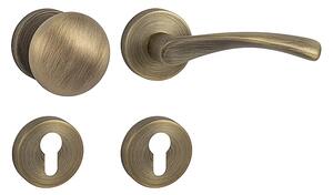 Dveřní kování MP FO - FAN - R (OGS - Bronz česaný matný), klika-klika, Bez spodní rozety, MP OGS (bronz česaný mat)