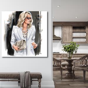 Obraz na plátně Blondýnka Bílá móda - Irina Sadykova Rozměry: 30 x 30 cm