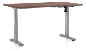 Výškově nastavitelný stůl OfficeTech A, 120 x 80 cm, šedá podnož, ořech
