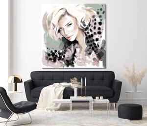Obraz na plátně Žena Blonde Face Fur Fashion - Irina Sadykova Rozměry: 30 x 30 cm