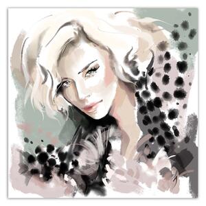 Obraz na plátně Žena Blonde Face Fur Fashion - Irina Sadykova Rozměry: 30 x 30 cm