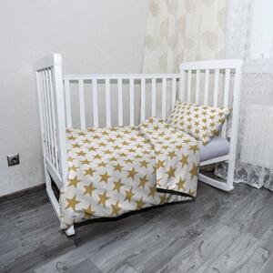 Sablio Mikroplyšové dětské povlečení do postýlky Zlaté hvězdy - 120x90 / 40x60