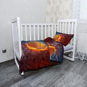 Sablio Mikroplyšové dětské povlečení do postýlky Basketbalový míč - 120x90 / 40x60