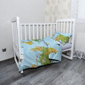 Sablio Mikroplyšové dětské povlečení do postýlky Zvířecí mapa světa - 120x90 / 40x60