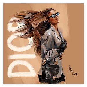 Obraz na plátně Dior Fashion Woman Walk - Irina Sadykova Rozměry: 30 x 30 cm