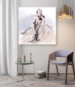 Obraz na plátně Paříž Móda Žena Šaty Elegance - Irina Sadykova Rozměry: 30 x 30 cm