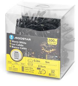 Aigostar - LED Venkovní vánoční řetěz 200xLED/8 funkcí 3xAA 5,3m IP44 teplá bílá