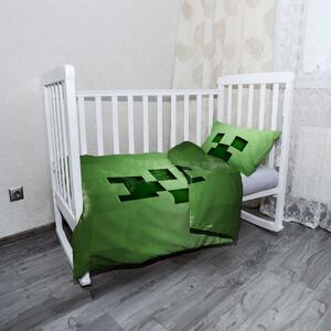 Sablio Mikroplyšové dětské povlečení do postýlky Green Blocks - 120x90 / 40x60