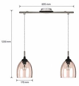 BRILAGI-LED Lustr na lanku RETRO GLASS 2xE27/60W/230V matný chrom/kouřová béžová