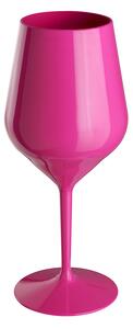 Růžová nerozbitná plastová sklenice na víno 470 ml