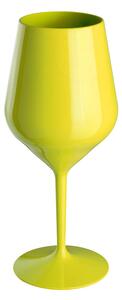 Žlutá nerozbitná plastová sklenice na víno 470 ml