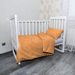 Sablio Mikroplyšové dětské povlečení do postýlky Bílé čárky na oranžové - 120x90 / 40x60