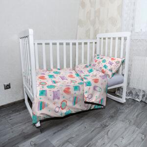 Sablio Mikroplyšové dětské povlečení do postýlky Chrastítko a čepičky - 100x135 / 40x60