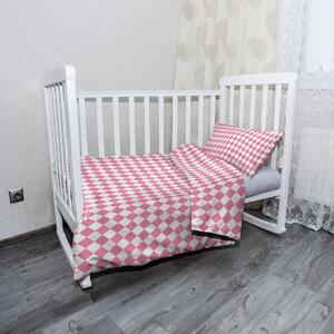 Sablio Mikroplyšové dětské povlečení do postýlky Růžovobílé kosočtverce - 120x90 / 40x60