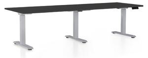 Výškově nastavitelný stůl OfficeTech Long, 240 x 80 cm, šedá podnož, černá