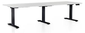 Výškově nastavitelný stůl OfficeTech Long, 240 x 80 cm, černá podnož, světle šedá