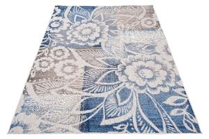 Makro Abra Moderní kusový koberec AVENTURA ED27A Květy šedý modrý Rozměr: 80x200 cm
