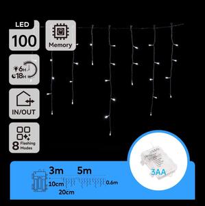 Aigostar - LED Venkovní řetěz 100xLED/8 funkcí/3xAA 8x0,6m IP44 studená