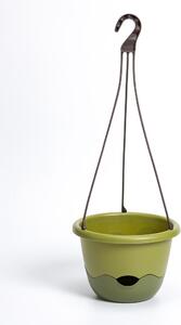 Plastia Samozavlažovací květináč s plastovým závěsem Mareta ø 25 zelená sv./zelená tm