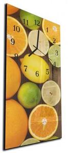 Nástěnné hodiny 30x60cm ovoce citrón, pomeranč, limeta - plexi