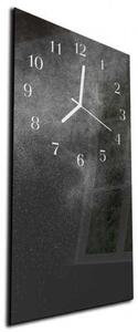 Nástěnné hodiny 30x60cm stříbrný třpyt na černém - plexi