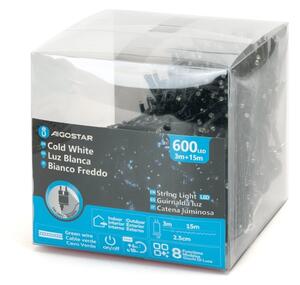 Aigostar - LED Venkovní vánoční řetěz 600xLED/8 funkcí 18m IP44 studená bílá