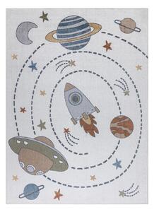 Makro Abra Dětský kusový koberec BONO 8288 Vesmír Planety pratelný krémový antracitový Rozměr: 80x150 cm