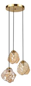 Lustr na lanku CRISTAL 3xE14/15W/230V mosaz/kouřová béžová