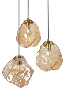 Lustr na lanku CRISTAL 3xE14/15W/230V mosaz/kouřová béžová