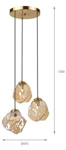 Lustr na lanku CRISTAL 3xE14/15W/230V mosaz/kouřová béžová