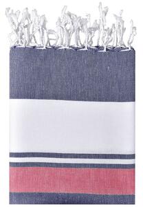 James & Nicholson Plážová deka JN1903 - Tmavě modrá / červená / bílá
