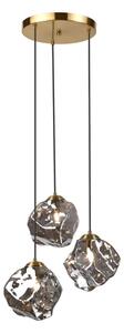 Lustr na lanku CRISTAL 3xE14/15W/230V mosaz/kouřová černá